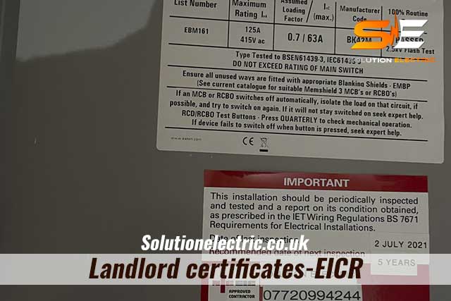 Landlord certificates EICR